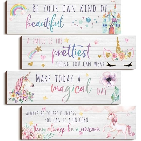 Unicorn Rainbow Girls Room WallDecor Unicorn Rainbow Motivational, Inspirational - Picture 1 of 6